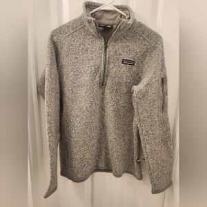 Patagonia Better Sweater Pullover 1/4 Zip Jacket Birch White Heather Large EUC